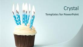  Presentation with cupcake - PPT theme having birthday cupcake background and a sky blue colored foreground