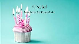  Presentation with cupcake - Audience pleasing slide deck consisting of birthday cupcake backdrop and a seafoam green colored foreground
