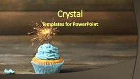  Presentation with cupcake - Theme having birthday cupcakes - cupcake with sparkler on table background and a tawny brown colored foreground