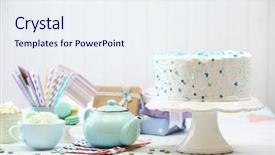  Presentation with birthday cake - Audience pleasing slide set consisting of birthday decorated cake on white backdrop and a sky blue colored foreground