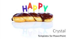  Presentation with birthday party - Audience pleasing PPT layouts consisting of birthday-donut-cream-filled-chocolate backdrop and a white colored foreground