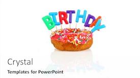  Presentation with white candles - Amazing PPT layouts having birthday-donut-pink-frosting backdrop and a white colored foreground