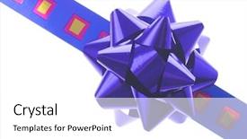  Presentation with blue ribbon - Colorful PPT layouts enhanced with free red template - blue gift ribbon and bow backdrop and a  colored foreground