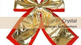  Presentation with gift ribbon - Slide set having free red template - gift ribbon background and a yellow colored foreground