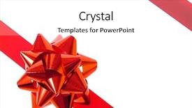  Presentation with gift ribbon - PPT theme enhanced with red gift ribbon and bow background and a white colored foreground