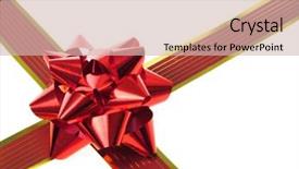  Presentation with red ribbon hiv - Cool new slide deck with red gift ribbon and bow backdrop and a soft green colored foreground