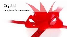  Presentation with red bow - Audience pleasing PPT theme consisting of red gift ribbon and bow backdrop and a sky blue colored foreground