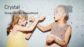  Presentation with birthday cake - Colorful slides enhanced with birthday girl - playing cake backdrop and a sky blue colored foreground