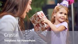  Presentation with happy birthday - Amazing presentation design having birthday-girl-and-her-presents backdrop and a gray colored foreground