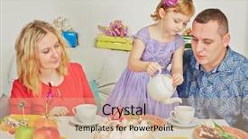  Presentation with birthday - Colorful presentation design enhanced with birthday girl pours out tea backdrop and a soft green colored foreground