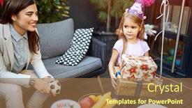  Presentation with mom - Cool new presentation theme with birthday-girl-with-gifts-together backdrop and a coral colored foreground