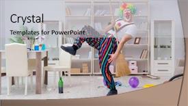  Presentation with home cleaning service - Cool new presentation with guitar birthday - funny clown doing cleaning backdrop and a  colored foreground