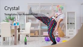  Presentation with clown - Cool new slides with guitar birthday - funny clown doing cleaning backdrop and a  colored foreground