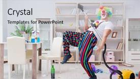  Presentation with clown - Audience pleasing presentation consisting of guitar birthday - funny clown doing cleaning backdrop and a  colored foreground