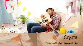  Presentation with tired - Audience pleasing presentation theme consisting of guitar birthday - tired drunk man after party backdrop and a coral colored foreground