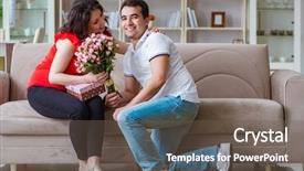  Presentation with baby - Presentation consisting of birthday husband - young couple family expecting background and a tawny brown colored foreground