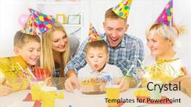  Presentation with kid happy birthday - Colorful presentation enhanced with birthday little boy blows backdrop and a yellow colored foreground