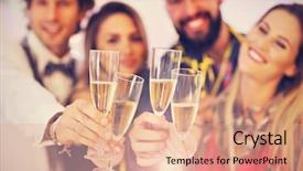  Presentation with group - Slide set consisting of wedding music - picture showing group of friends background and a coral colored foreground