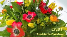  Presentation with spring flowers on textured - Theme enhanced with birthday name - bouquet with spring flowers background and a  colored foreground