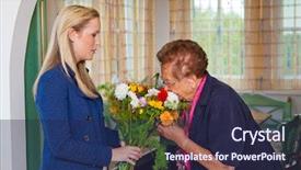  Presentation with flowers - Cool new slides with birthday name - grandson to visit his grandmother backdrop and a  colored foreground