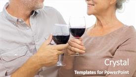  Presentation with happy holidays - Audience pleasing presentation design consisting of birthday old man - family holidays drinks age backdrop and a coral colored foreground