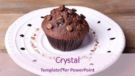  Presentation with muffin - Presentation theme with birthday paperplate - chocolate muffin on plate wooden background and a pink colored foreground