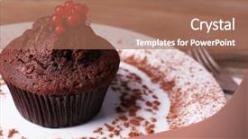  Presentation with currant - Slide set with birthday paperplate - chocolate muffin with red currant background and a coral colored foreground