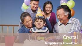  Presentation with generation - PPT theme with striped blue dress with sunflower background and a dark gray colored foreground