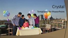  Presentation with birthday - PPT layouts with birthday part multi-generation family background and a teal colored foreground