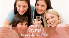  Presentation with 70 birthday party - Colorful slides enhanced with birthday party - four woman toast backdrop and a coral colored foreground