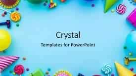  Presentation with birthday party - Presentation design enhanced with birthday party background with party background and a arctic colored foreground
