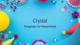  Presentation with birthday party - Cool new PPT theme with birthday party background with party backdrop and a light blue colored foreground