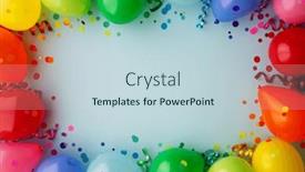  Presentation with birthday party - PPT layouts having birthday-party-background-with-rainbow background and a lemonade colored foreground