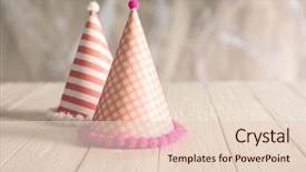  Presentation with birthday party - PPT layouts featuring birthday party caps on wooden background and a lemonade colored foreground