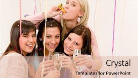  Presentation with birthday celebration - Presentation theme featuring birthday party celebration - four woman background and a lemonade colored foreground