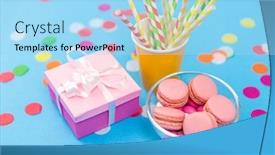  Presentation with birthday celebration - Slide set enhanced with birthday-party-celebration-and-decoration background and a light blue colored foreground