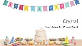  Presentation with colorful celebration - Presentation with birthday-party-celebration-with-cake background and a white colored foreground