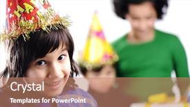  Presentation with children birthday - Amazing slide deck having birthday party children group family backdrop and a coral colored foreground