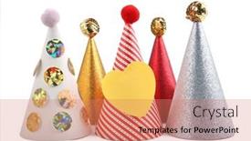  Presentation with kids birthday - Slide set featuring birthday-party-hats-birth-day background and a coral colored foreground