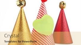  Presentation with birthday kids - PPT layouts consisting of birthday-party-hats-birth-day background and a yellow colored foreground