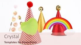  Presentation with kids birthday - PPT theme enhanced with birthday-party-hats-birth-day background and a coral colored foreground
