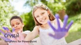  Presentation with play children - Cool new slides with birthday party in the garden backdrop and a lemonade colored foreground