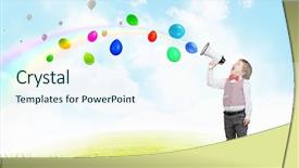  Presentation with party invitation - Slide deck enhanced with birthday party invitation - little sweet boy screaming emotionally background and a sky blue colored foreground