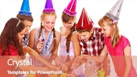  Presentation with illustration for 75th birthday party - Amazing presentation theme having birthday party of group teen backdrop and a  colored foreground