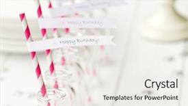  Presentation with birthday party - PPT theme with modern styled dancer jumping over colorful paint splashes background and a sky blue colored foreground