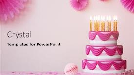  Presentation with pink birthday - PPT theme with birthday-party-with-pink-tiered background and a lemonade colored foreground