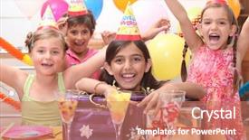  Presentation with birthday party - Presentation theme enhanced with birthday party background and a coral colored foreground
