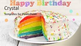  Presentation with rainbow birthday cake - Presentation enhanced with birthday postcard delicious rainbow cake background and a lemonade colored foreground