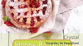  Presentation with postcard - Presentation theme with birthday-postcard-tasty-cake background and a yellow colored foreground