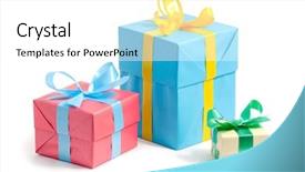  Presentation with an open gift box - Audience pleasing slides consisting of debt - hundreds of us dollars backdrop and a light gray colored foreground